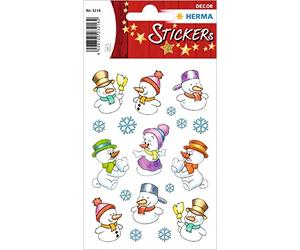 HERMA 3216 Lot de 27 autocollants de Noël en papier mat pour décoration de Noël - Autocollants permanents pour Noël, cadeaux, travaux manuels, calendrier de l'Avent - Multicolore