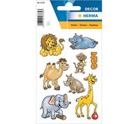 HERMA 3334 Stickers animaux pour enfants animaux de zoo (24 autocollants, papier, mat) autocollants permanents Motif étiquettes pour filles et garçons Multicolore