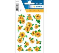 Herma 3346 Stickers "Tournesols" en papier, autocollants fleurs avec effet pailleté pour agenda, calendrier, scrapbooking et enfants, 28 petits autocollants