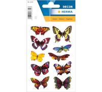 Herma Autocollants 3349 Animaux – Papillons 20 autocollants permanents Papier pailleté Multicolore