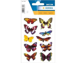 HERMA 3349 Animaux Stickers pour Enfants Papillons (20 Autocollants Papier Pailleté) Autocollants permanents Motif Étiquettes pour filles et garçons Multicolore