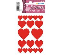 HERMA 3827 Lot de 54 autocollants en forme de cœur rouge pour la Saint-Valentin, l'amour, le mariage, l'anniversaire, le scrapbooking, la décoration, les cadeaux, les lettres, le bricolage