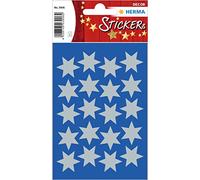 HERMA 3906 Autocollants de Noël en forme d'étoiles argentées à 6 pointes (diamètre 21 mm, 60 autocollants, papier) pour décoration de Noël, cadeaux, travaux manuels, calendrier de l'Avent