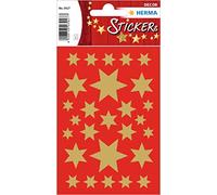 Herma Autocollants de Noël 3927 - Étoiles dorées 6 pointes, tailles assorties, papier mat, 81 (3x27)