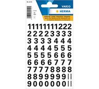HERMA 4159 Lot de 71 autocollants numérotés noirs de 0 à 9, taille de la police 10 mm, autocollants, résistants aux intempéries, petits chiffres adhésifs pour numéros de maison, en film plastique à