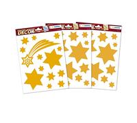 HERMA 44 Autocollants de Noël, Étoiles d'or, pour la décoration de Noël de fenêtre, adhèrent sans colle et sont amovibles, étiquettes auto-adhésives / stickers pour enfants