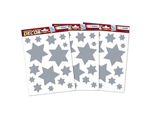 HERMA 45 Autocollants de Noël, Étoiles d'argent, pour la décoration de Noël de fenêtre, adhèrent sans colle et sont amovibles, étiquettes auto-adhésives / stickers pour enfants