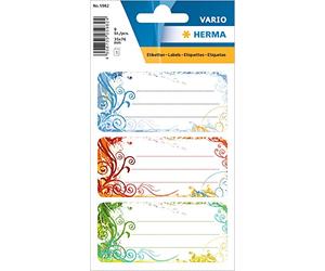HERMA 5982 Lot de 9 étiquettes autocollantes lignées pour livre d'école, enfants, filles, garçons, multicolores, 76 x 35 mm