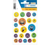 HERMA 6153 Stickers Enfant Visages (21 Stickers Plastique avec Gaufrage) Autocollants Permanents Motif Étiquettes pour filles et garçons Multicolore