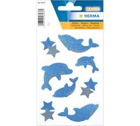 HERMA 6436 Diamond Glittery Stickers dauphins (8 autocollants, film pailleté) Autocollants permanents Motif étoiles pour filles et garçons Multicolore