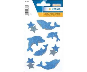 HERMA 6436 Diamond Glittery Stickers dauphins (8 autocollants, film pailleté) Autocollants permanents Motif étoiles pour filles et garçons Multicolore