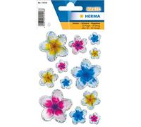 HERMA Autocollant 3D coloré, motif fleuri en 3D pour garçons, filles et anniversaires, 15 stickers muraux pour enfants permanent fleurs