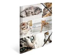 Herma Chemise à élastiques Chats A4 – Carton robuste, impression intérieure, 3 rabats