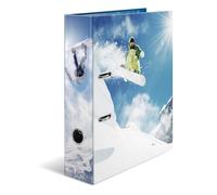 HERMA Classeur à levier A4 pour sports d'hiver, tranche de 70 mm, classeur robuste avec motif sport, finition brillante et impression intérieure, classeur à anneaux pour enfants, classeur d'archivage
