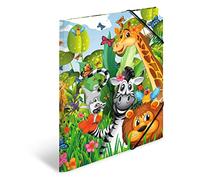 HERMA Classeur A3 Jungle, à élastique en carton, avec motif de maternelle, élastique, rabat intérieur et impression intérieure pour garçons, filles et enfants