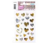 Herma Autocollants Home feeling 15534 'Cœurs' Lot de 25 cœurs brillants Doré/argenté