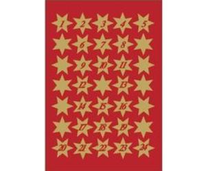 Herma etui 3 planches de 35 sticker de noël étoiles 16 mm avec chiffres 1-24 3924 Multicolore G