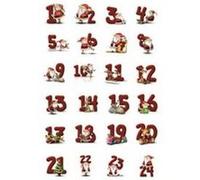 HERMA 15254 Lot de 24 autocollants ronds à paillettes - Chiffres de 1 à 24 - Diamètre : 2 cm - Autocollants de Noël avec étoiles et flocons de neige - Numéro adhésif - Pour décoration de Noël, l'Avent