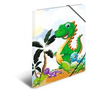 HERMA Lot de 3 chemises à élastiques A3 en carton avec motif dinosaure de maternelle, rabat intérieur et impression intérieure, pour garçons, filles et enfants