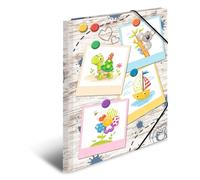 HERMA Lot de 3 chemises A4 pour enfants, aspect bois, avec élastique de serrage, rabats intérieurs et impression intérieure, pour garçons, filles et enfants