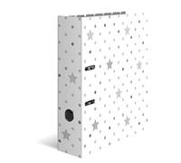HERMA Motif classeur à levier A4 Étoiles Blanc avec étoiles grises, dos de 7 cm, en carton robuste, imprimé entièrement à l'extérieur et à l'intérieur
