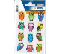 Herma Autocollants Sticker MAGIC 'Chouettes' – film scintillant pailleté, permanents, lot de 12