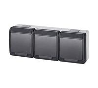 Hermes Prise hermétique triple avec/u 16A IP44 anthracite GNT 0323-07 mask5902431697734