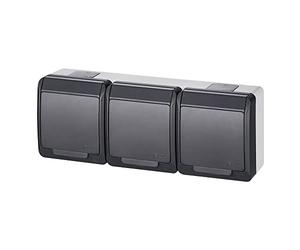 Hermes Prise hermétique triple avec/u 16A IP44 anthracite GNT 0323-07 mask5902431697734