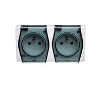 Hermes2 Douille hermétique Double avec/u 16A IP44 avec rabat plein blanc fumé 1022-01 elektro-plast nasielsk 5907569151066