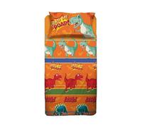 hermet Dinosaures Parure de lit 1 Place, Drap Plat, Drap Plat, taie d'oreiller, 100% Coton, Orange