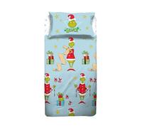 hermet Grinch Parure de lit Simple en 100% Coton, 1 Place, Drap Housse + Drap Housse + taie d'oreiller