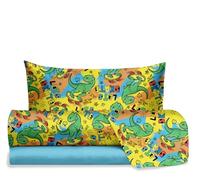 hermet Jolly Parure de lit 1 Personne Dinosaure 100% Coton, Drap Housse + Drap Housse + taie d'oreiller, Parure de lit Fansatisa Chambre