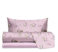 Hermet Jolly Parure de lit 1 Personne Teddy Bear Rose, 100% Coton, Drap Housse + Drap Housse + taie d'oreiller