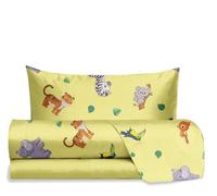 hermet Jolly Parure de lit Simple Jungle 100% Coton, Drap Housse + Drap Housse + taie d'oreiller, Parure de lit Fantaisie Chambre