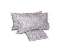 hermet Laura Biagiotti, Parure de lit Double en Percale de Coton, 100% Percale de Coton imprimé, Drap de Dessus, Drap Housse avec Angles, Paire de taies d'oreiller, Biham Tourterelle/Mauve