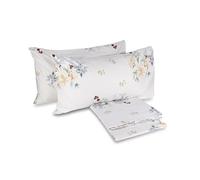 hermet Laura Biagiotti, Parure de lit Double en Percale de Coton, 100% Percale de Coton imprimé, Drap de Dessus, Drap Housse avec Angles, Paire de taies d'oreiller, Okab Ivoire