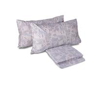 hermet Laura Biagiotti, Parure de lit Double en Percale de Coton, 100% Percale de Coton imprimé, Drap Plat, Drap de Dessus avec Angles, Paire de taies d'oreiller, Biham Gris/Avio