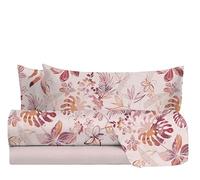 hermet Parure de lit 1 Place en 100% Coton Fantaisie, Parure de lit 1 Place, Drap Housse + Drap Housse + taie d'oreiller, Nives Pêche