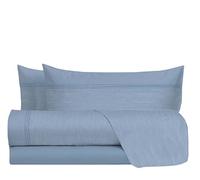 hermet Parure de lit Double 100% Coton, 2 Places Motif Effet Toile, Drap Housse + Drap Housse + 2 taies d'oreiller