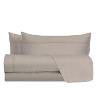hermet Parure de lit Double 100% Coton, 2 Places Motif Effet Toile, Drap Housse + Drap Housse + 2 taies d'oreiller