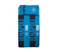 hermet SSC Napoli Parure de lit 1 Place et demie en Coton, 100% Coton, Drap Housse + Drap Housse + taie d'oreiller, Produit Officiel