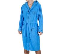 hermet SSC Napoli Peignoir en microspugna adulte avec capuche, 100% coton, enveloppe peu encombrante, taille XXL, produit officiel, bleu clair, bleu ciel, XXL