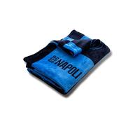 hermet SSC Napoli, Plaid Couverture Douce avec Logo, Couverture Chaude pour canapé et lit, Dimensions 150 x 210 cm, Soft Touch, Bleu Clair, Produit Officiel