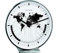 Hermle Horloge de bureau à quartz nickelé avec affichage de l'heure universelle