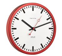 Hermle Horloge de Gare 30471-360870 Radio-pilotée, Rouge, Ø 30 cm x 5 cm