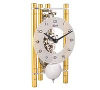 Hermle Horloge de Table en Forme de Squelette avec colonnes en Aluminium anodisé - Triangle 23025-500721, Cadran Arabe, Verre, doré, Usine nickelée
