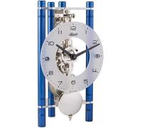Hermle Horloge de Table en Forme de Squelette avec piliers en Aluminium anodisé - Triangle 23025-Q70721 - Cadran arabique en Verre Bleu, Usine nickelée