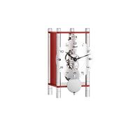 Hermle Horloge de Table Squelette avec colonnes en Aluminium anodisé - Trapèze 23036-360721 - Cadran Arabe en Verre Rouge - Usine nickelée - 19,5 x 11 x 9 cm