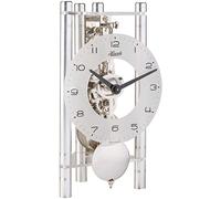 Hermle Horloge de Table Squelette avec colonnes en Aluminium anodisé - Triangle 23025-X40721 - Cadran Arabe en Verre argenté - Usine nickelée - 19,5 x 11 x 9 cm