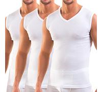 HERMO 3050 Lot de 3 Business Shirt Homme avec col V, Maillot de Corps en 100% Coton Biologique (Tank Top)